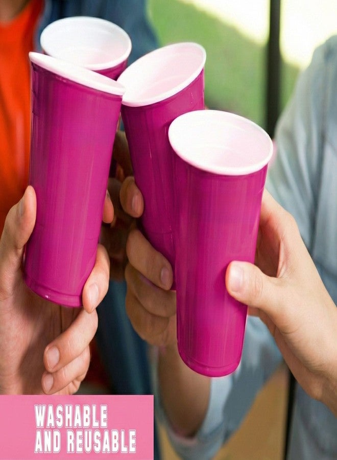 تيكلز مجموعة تيكلز من 20 كوبًا، أكواب بيرة بونغ مع مجموعة كرات بينغ بونغ مجانية، أكواب شرب سهلة الإمساك وقابلة لإعادة الاستخدام للحفلات، مناسبة للشاي المثلج، والبانش، والكوكتيل، وألعاب الأزواج والسيدات (اللون: وردي داكن، الحجم: 475 مل) - Image 4